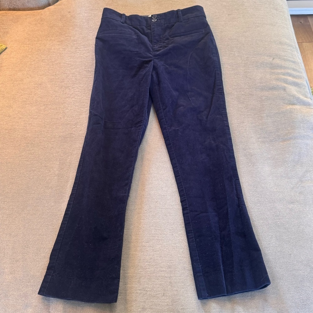 Anthropologie Navy Blue Corduroy Crop Pants - Picture 3 of 9